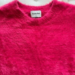 Sunday Best Aritzia Cropped Fuzzy Knit Sweater